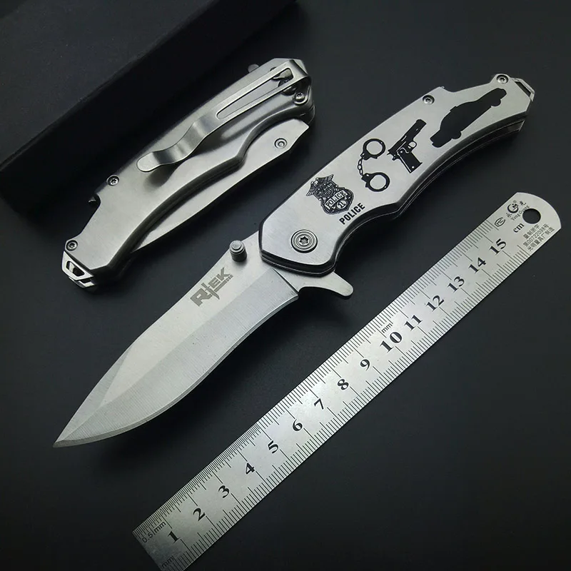 

Tactical Folding Knife Utility Camping Police Station Pocket Knife Hunting Survival Gift with Print with Bottle Opener And Clip