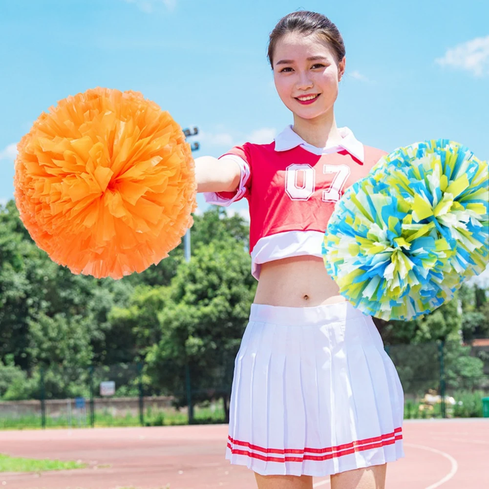 Description Picture 4 of item2 piece Cheerleading Pompoms colorfast no fading cheerleader pom poms  Cheer Pom Majorettes Bouquet Plastic Handles