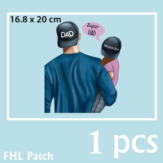Dad Baby Patch For Clothes Thermal Sticker Iron On Patches Print-on T-shirt Fashion Boys Girls Heat Transfer S2-D83
