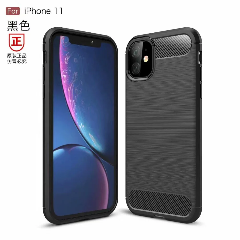 Чехол для телефона из углеродного волокна iPhone 11 Pro Max X XR XS силиконовый мягкий