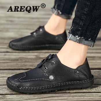 

Top Quality Men Shoes Casual Leather Flat Loafer Mens Shoes Slip-on Summer Footwear Fashion Handmade Shoes Men Hot Sale 2020