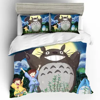 

Set Sheets Totoro Bedding Sets Bed Linen Cotton Set Cartoon Totoro edredones y conjuntos de ropa de cama Queen Size Bed Sheets