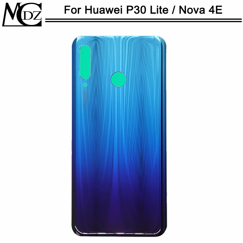 10 шт. Новинка P30 Lite крышка батареи для huawei P30 Lite/Nova 4E MAR-LX1M MAR-AL00 Задняя стеклянная задняя панель Корпус чехол часть - Цвет: Синий