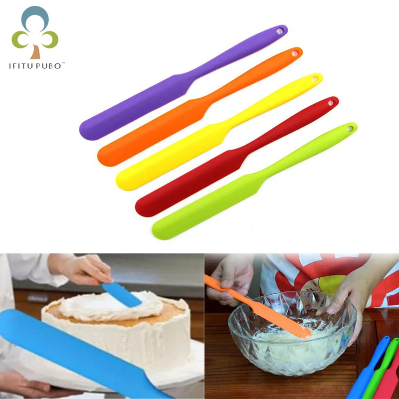 1pc Portable Long Handle Silicone Spatula Cake Cream Mixer Baking Batter Scraper Pastry Tools