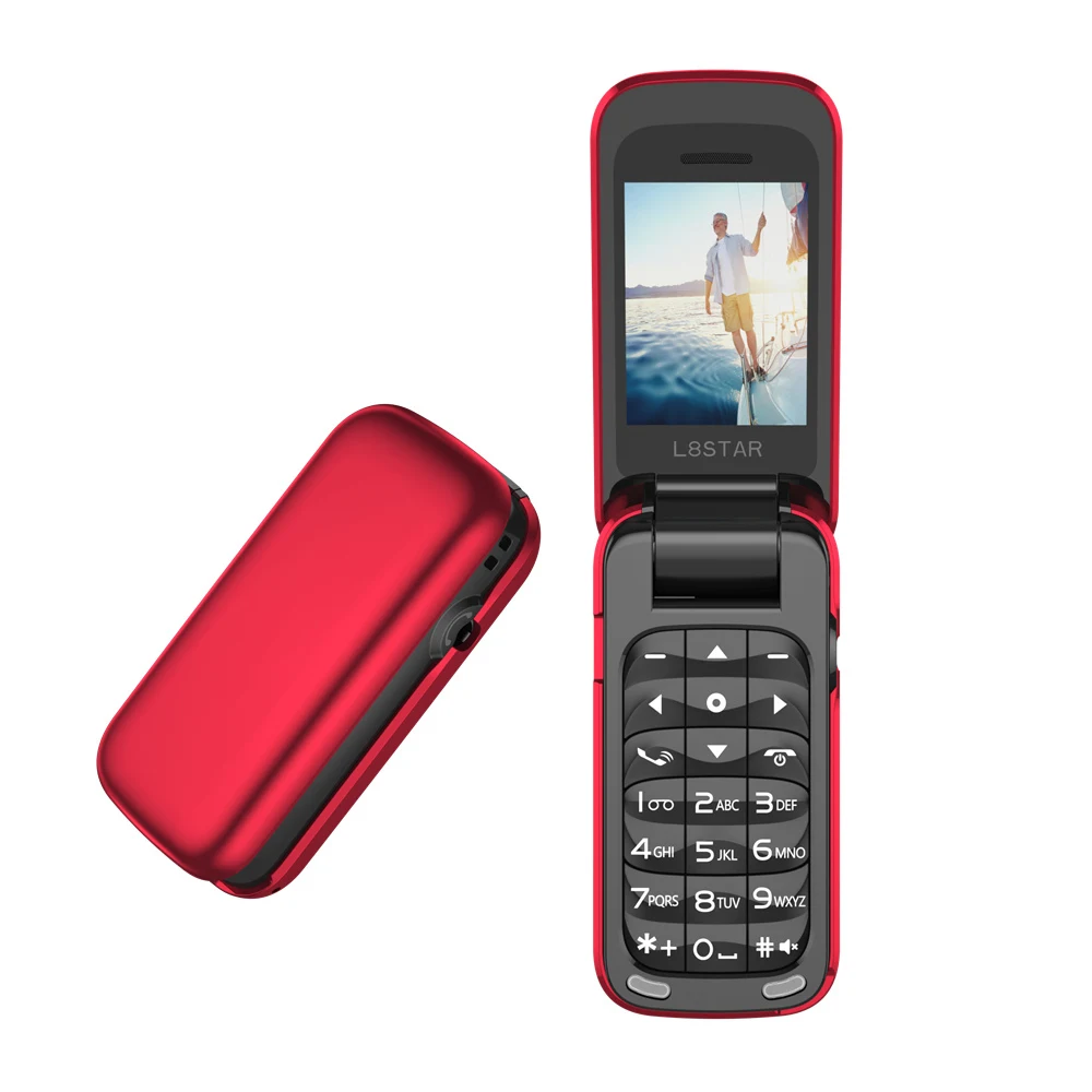 L8star BM60 мини флип музыкальный телефон Bluetooth циферблат мобильный телефон FM радио волшебный голосовой смены 3,5 разъем для наушников Mp3 музыкальный плеер - Цвет: Красный