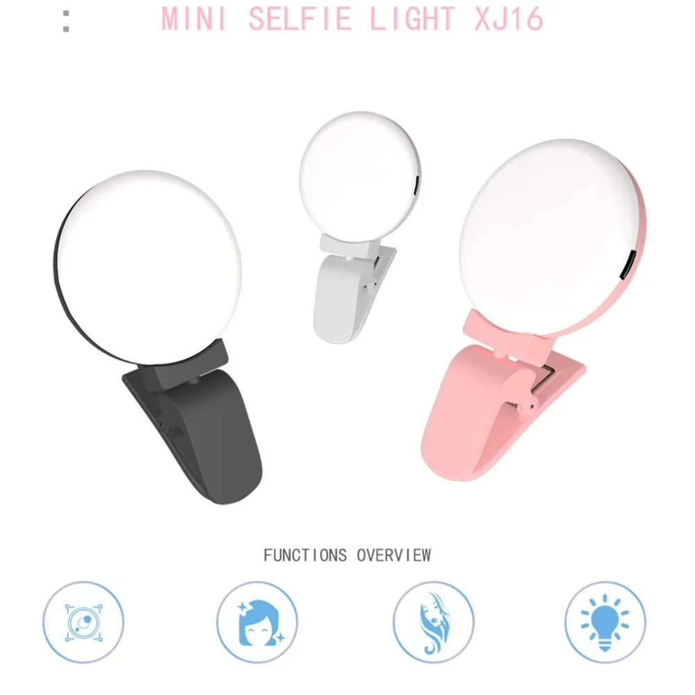 Lightweight LED Selfie Ring Light Supplement Brightness Photo Light Clip-on Makeup Beauty Video Lamp for Mobile Phones