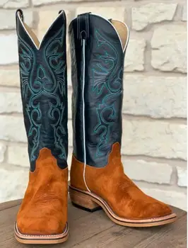 

Winter New Fashion Men Pu Leather Low Heel Boots Male Vintage Casual Classic High Quality Western Tooled Stylish Zapatos 4M326