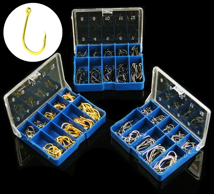 

100pcs 3-12# each 10pcs Iseama Circle Carp Eyed Fishing Hook Ring eye Japan 3color gold black silver high carbon