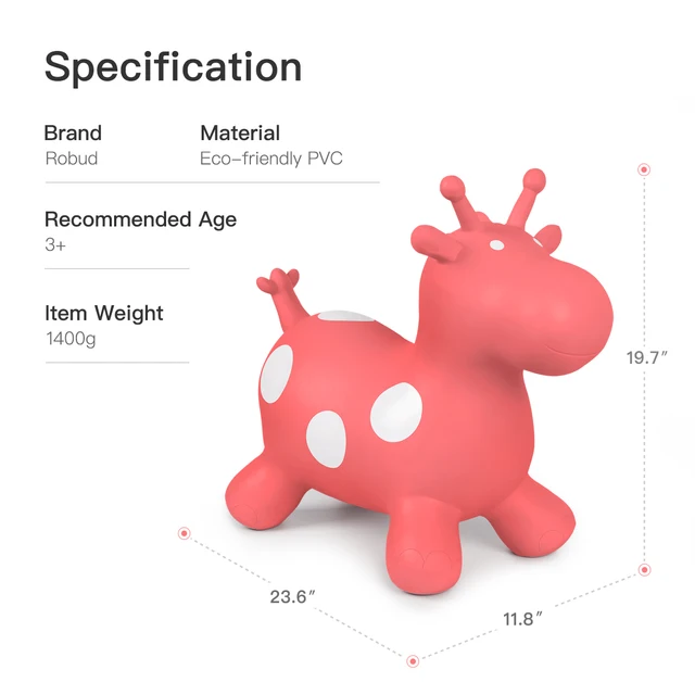 Robotime Bouncy Giraffe Hopper Inflatable Rubber Ride On Toys for Kids Toddlers, Boys & Girls - with Hand Pump 3