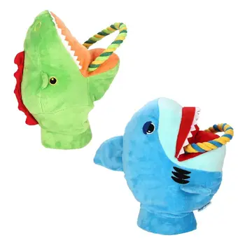 

Funny Shark Crocodile Shaped Pet Dog Toy Squeaky Plush Glove Puppy Chewing Supplies with Rope for Dogs Interactive Training Buil
