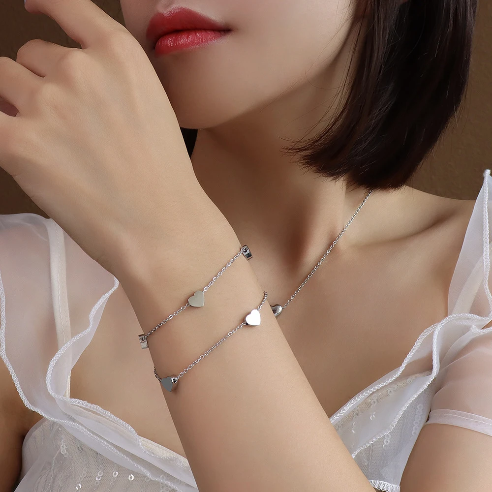 Fashion Heart Double Layer Bracelet For Women Adjustable