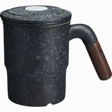 Простая керамическая чайная кружка большой емкости с крышкой фильтр чайная чашка домашний офис Ретро чашка для воды посуда для напитков персональный подарок