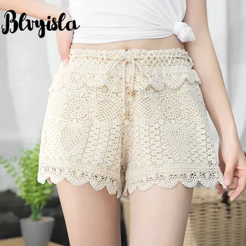

Sexy Summer Crochet Lace Short Pant Slim Lady Pants Beachwear Free Size Elastic Waist Thin Shorts Young Hot Chic Style