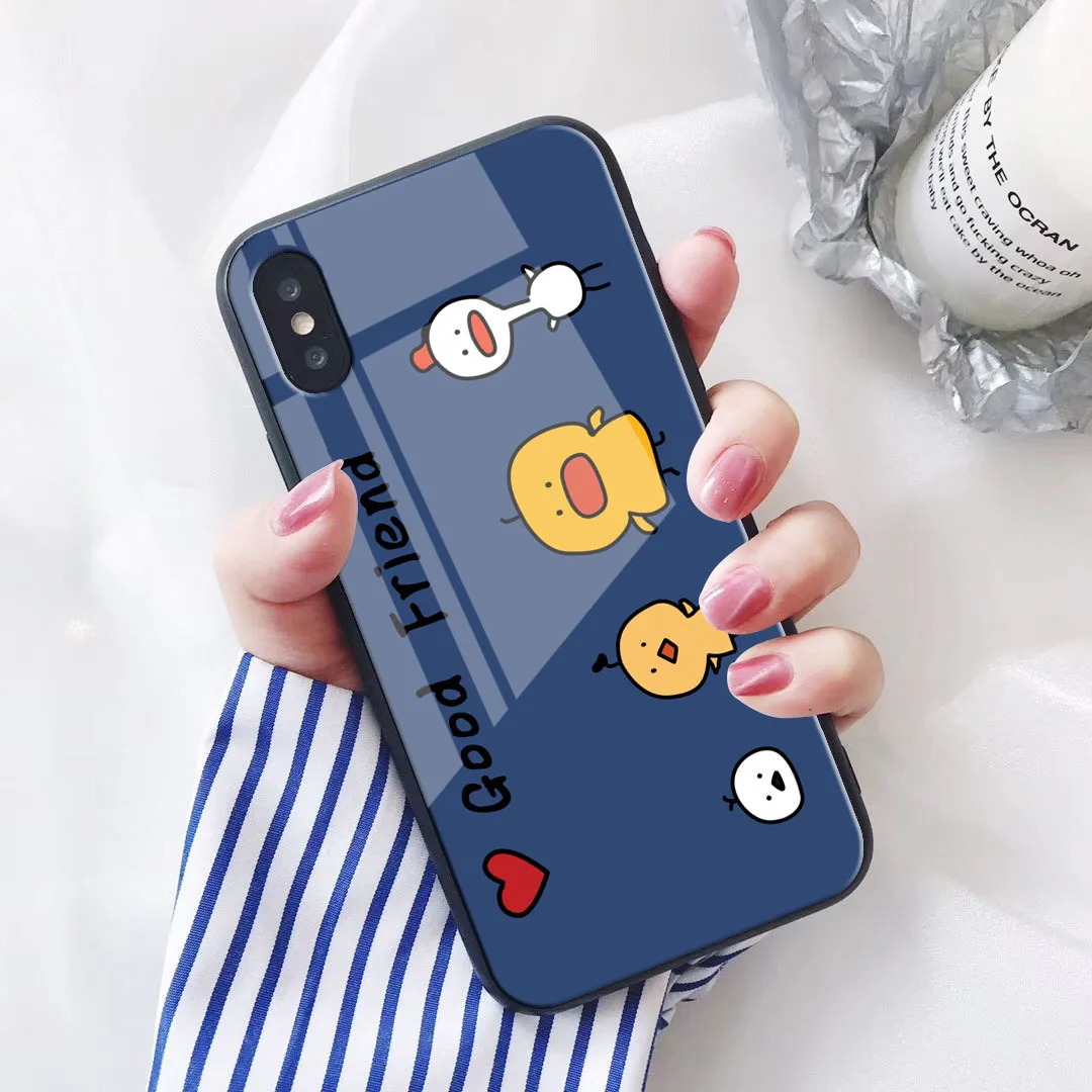 Чехол с милыми мультяшными фруктами для iPhone 11 11 Pro Max i8 i8 Plus i7 i7 Plus, чехол из закаленного стекла для iPhone 6 6s