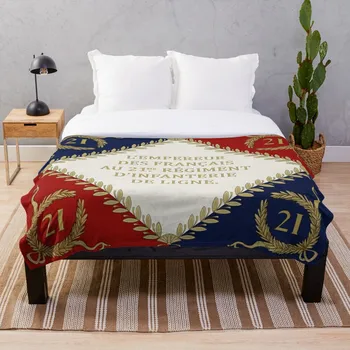 

Napoleonic French regimental flag 21me 1804 Throw Blanket Soft Sherpa Blanket Bed Sheet Single Knee Blanket Office Nap Blanket
