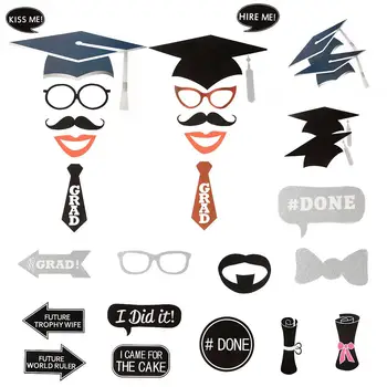 

RCtown 24 Pcs DIY Creative Photo Booth Props Kit Graduation Party Decorations for Graduates