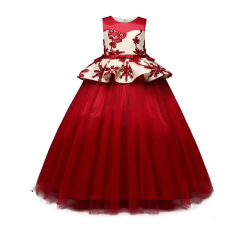 

AmzBarley Girls Ball Gown Dress Wedding Princess Flower Mopping The Waist Round Neck Sleeveless