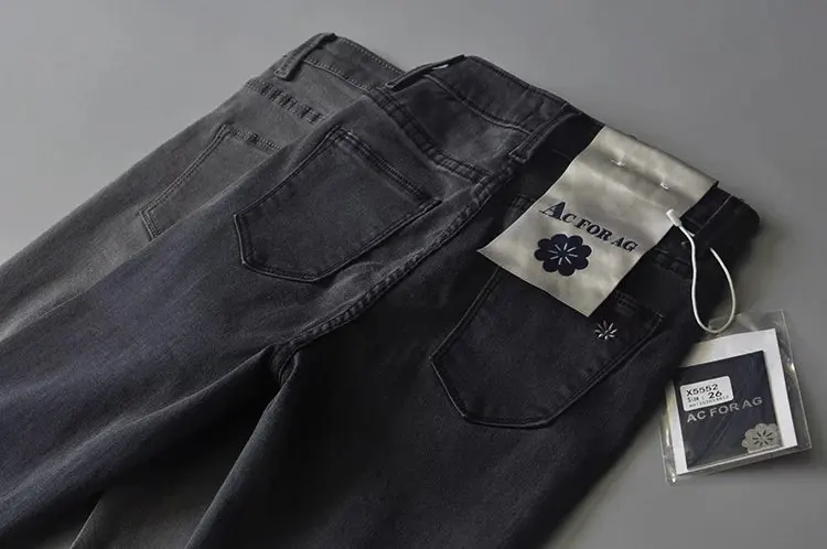 Осень стиль западный стиль Slim Fit для похудения acforag с высокой талией эластичные джинсы зауженные брюки женские