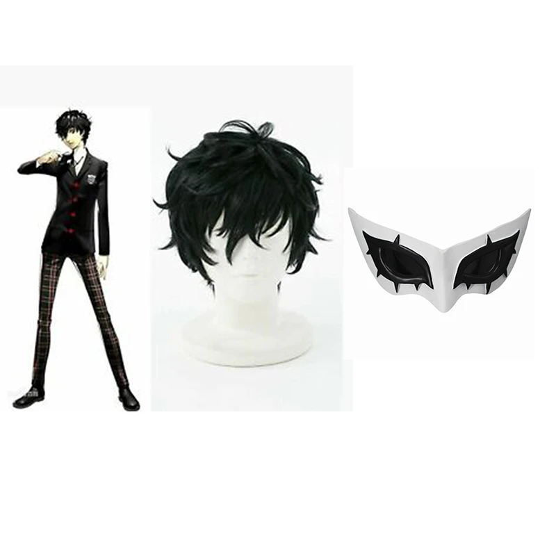 P5 Persona 5 Cosplay Kurusu Akira Joker Cosplay Wig Mask Hair Wig Mask Halloween Party Role Cosplay Costume 2 Pcs Set Masks Eyewear Aliexpress