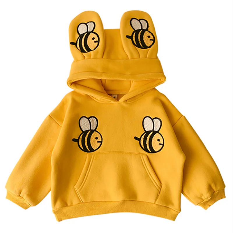 Mihkalev/ г. Осенне-зимний детский свитер толстовки с капюшоном для девочек, свитшоты и топы для детей от 2 до 8 лет, Детская флисовая одежда верхняя одежда для девочек - Цвет: Цвет: желтый