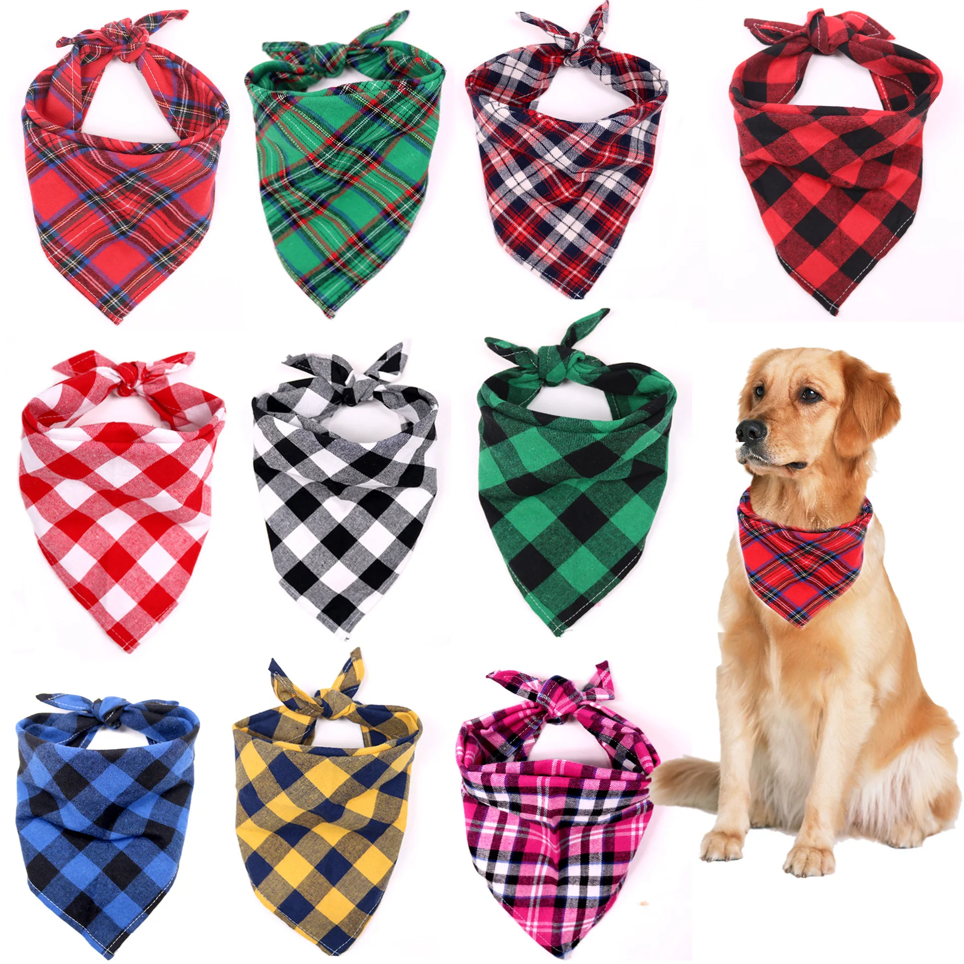 Gran venta Bufandas de cuadros para perros pequeños, medianos y grandes, pañuelos reversibles a cuadros para mascotas, accesorios, conjunto de Baberos WGwgrERe7gV