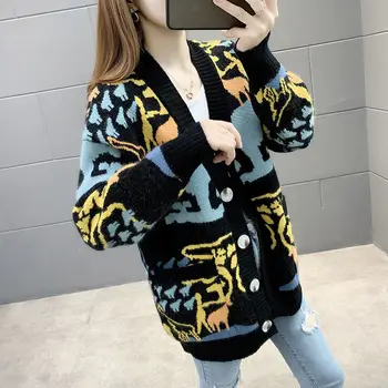 

2020 New Autumn Large Size Sweater Women's Cardigan Inverness Brocade Sweater