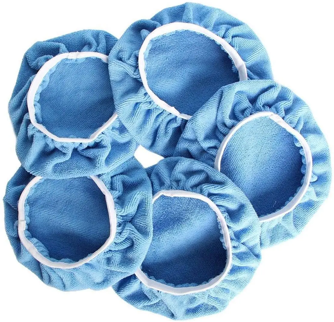 

Car Polishing Waxing Sleeve Polisher Pad Bonnet Microfiber Pad Soft Pack of 5 (Light Blue, 5"-6")