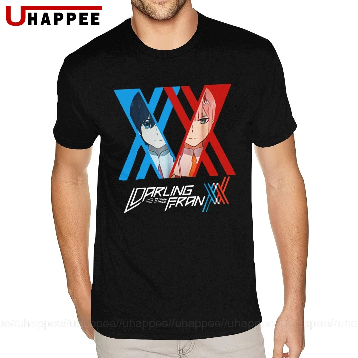 Мужская черная футболка с короткими рукавами Darling In The Franxx 3 6XL|Футболки| |