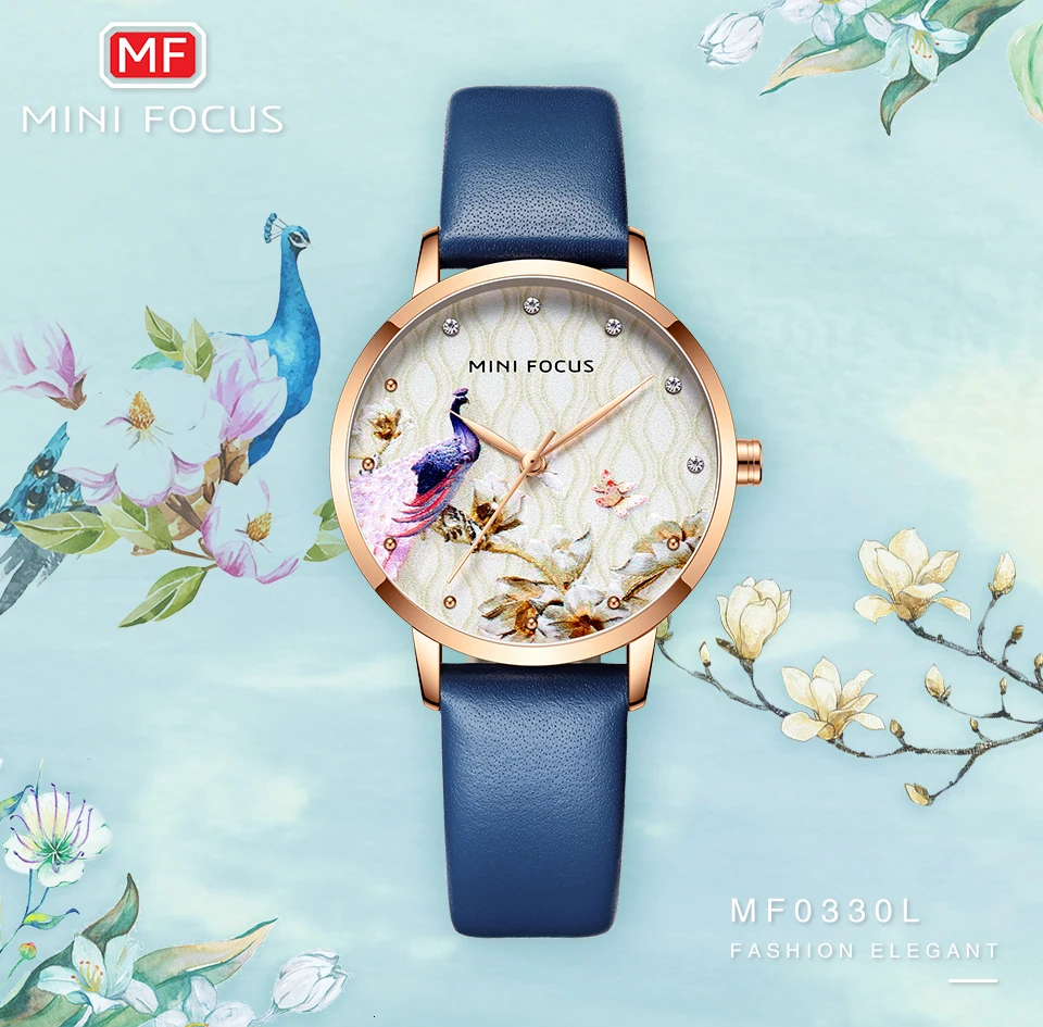 Мини фокус женские часы водонепроницаемые синие часы кожаный Бренд роскошные модные повседневные рождественское платье Кварцевые женские часы