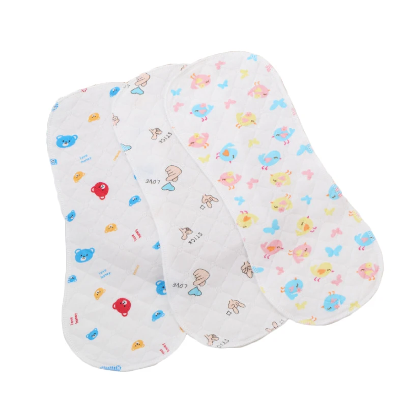 

10 pieces reusable washable baby peanut shape cloth diaper nappies inserts liner 3 6 layer printing stars giraffe bird hand bear