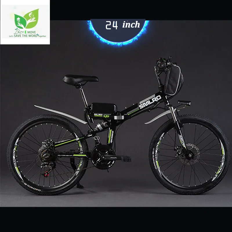 Литиевая батарея складной велосипед MX300(27 скоростей) 350W Мощный 24 дюйма 48v 15AH литий Батарея дисковый тормоз для электротранспортного средства - Цвет: Mileage15A	40-50KM