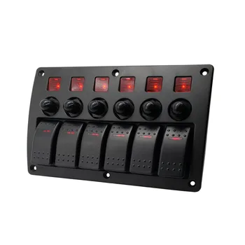 

6 Gang Switch Panel Car Auto Boat Marine Dual Led Rocker Switch Panel Circuit Breakers Toggle Switches