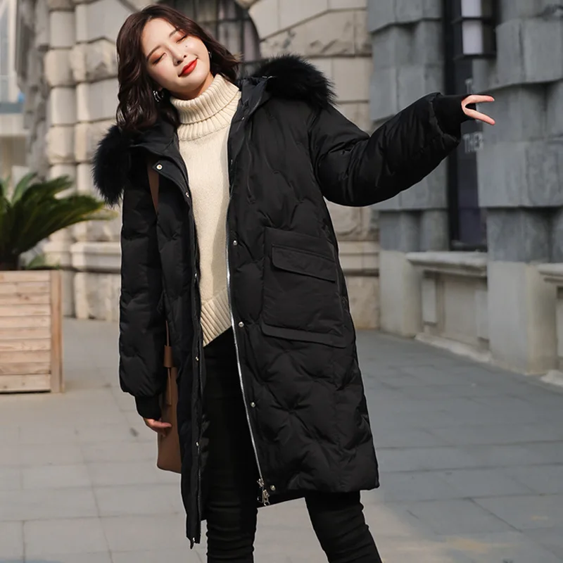 

Dongdaemun down Feather over-the-Knee Cotton Coat Women's Mid-length 2019 Winter New Style Korean-style Fashion Embroidered Thic