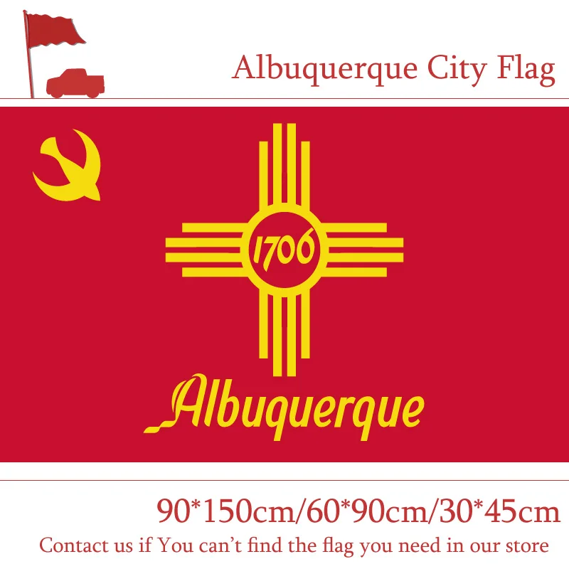 New Mexico State 3x5ft Albuquerque City Flag 60*90cm 90*150cm Flag Custom 100d Polyester 30*45cm Car Flag For Campaign Vote