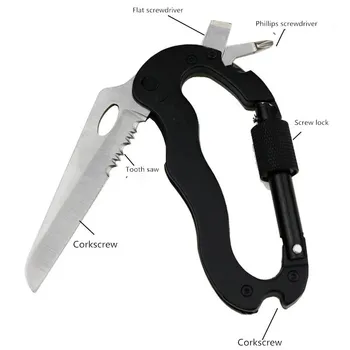 

Outdoor Survival Carabiner Multi-function Hiking Folding Knife Screwdriver Aluminum Alloy Climbing Gear Knife