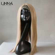 LINNA syntetyczna koronka peruki dla kobiet długie proste brązowe blond Cosplay peruki 26 Cal szwajcarska koronka włosów wysokiej temperatury włókna peruka