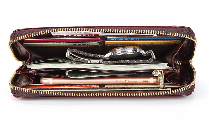 New Men Purse Genuine Leather Wallet Men Clutch Bag Fashion Long Man Wallet Cow Leather Card Holder Coin Purse Billetera Hombre