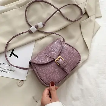 

Stone Pattern Mini Saddle Bag Simple PU Leather Crossbody Bags for Women 2020 Summer Fashion Sweet Shoulder Handbags