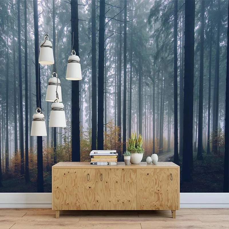 Custom-3D-Mural-Modern-Creative-Foggy-Forest-Path-Landscape-Wallpaper-Living-Room-TV-Sofa-Bedroom-Home (1)