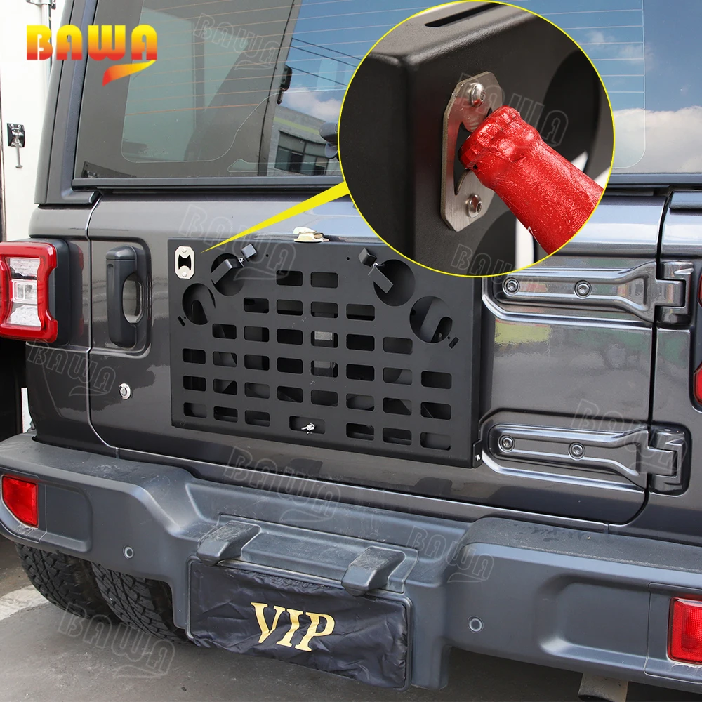 US $106.92 BAWA Multifunction Tailgate Shelf Table Rear Door Racks Storage Bracket Foldable Frame Accessorie for Jeep Wrangler JL 2018