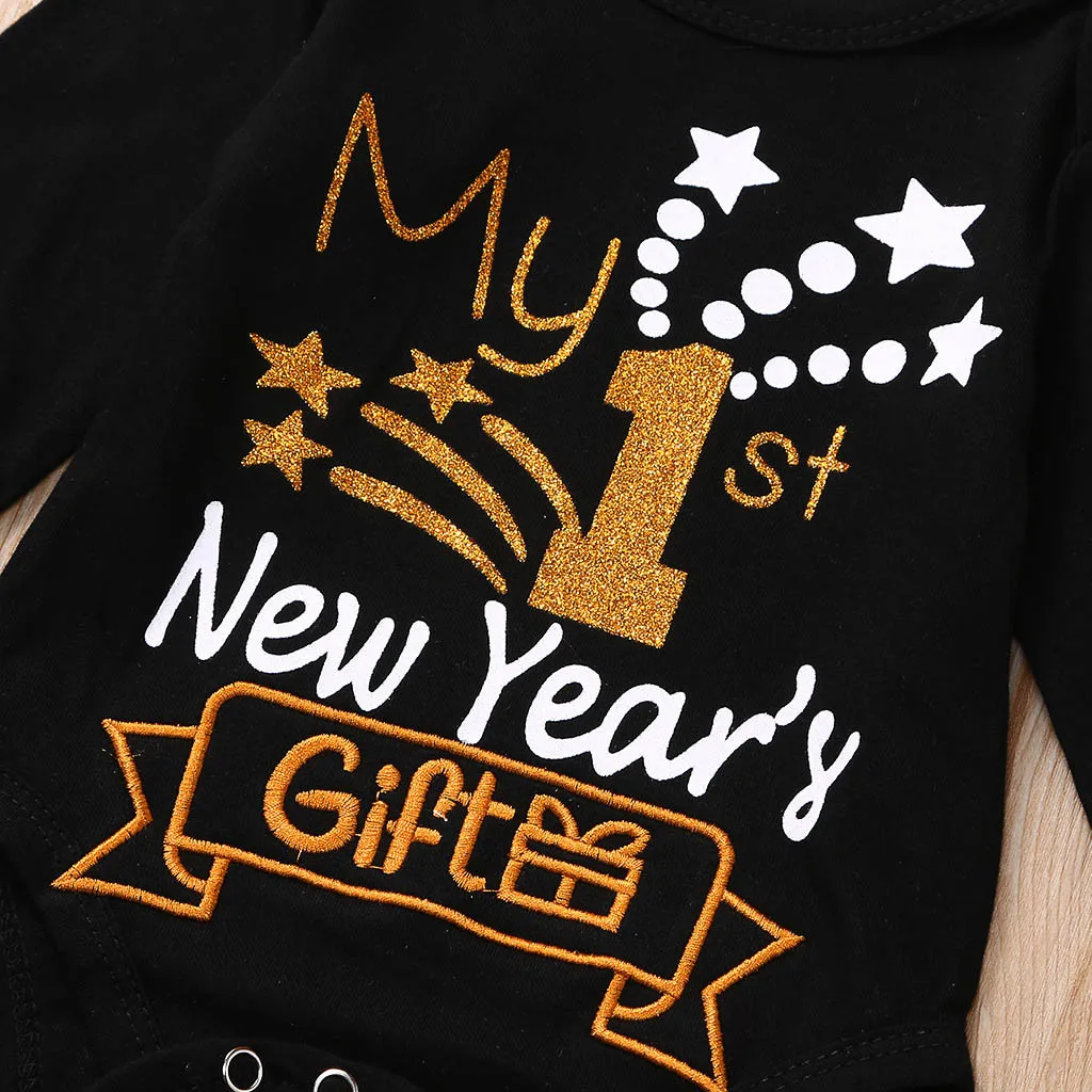Одежда для новорожденных мальчиков с надписью «My first christmas», комбинезон для маленьких мальчиков и девочек с надписью «1st new year», Хлопковые Штаны, шапочка, комплект детской одежды из 3 предметов# guahao