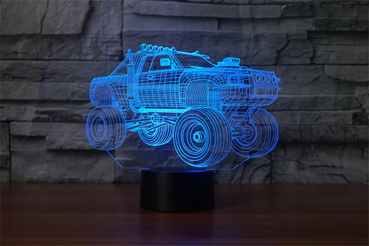 [Seven Neon] игрушечный автомобиль автобус винтажный автомобиль акриловая 7 цветов Настольная лампа 3D лампа Новинка Светодиодный Ночник светильник Сокол миллениума светильник