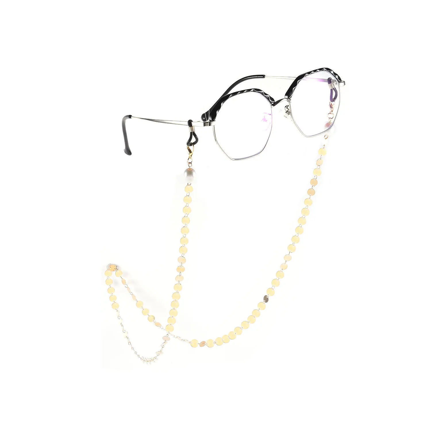 

FUN-BEAUTY European and American Jewelry Natural Real Pearl Glasses Accessories Female Fashion Metal Disc Chain Glasses Chain