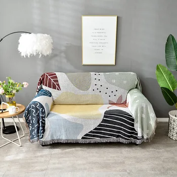 

Abstract Geometric Throw Blanket Slipcover Leaves Cobertor Sofa Cover Non-slip Stitching Blankets Christmas Decorations For Home