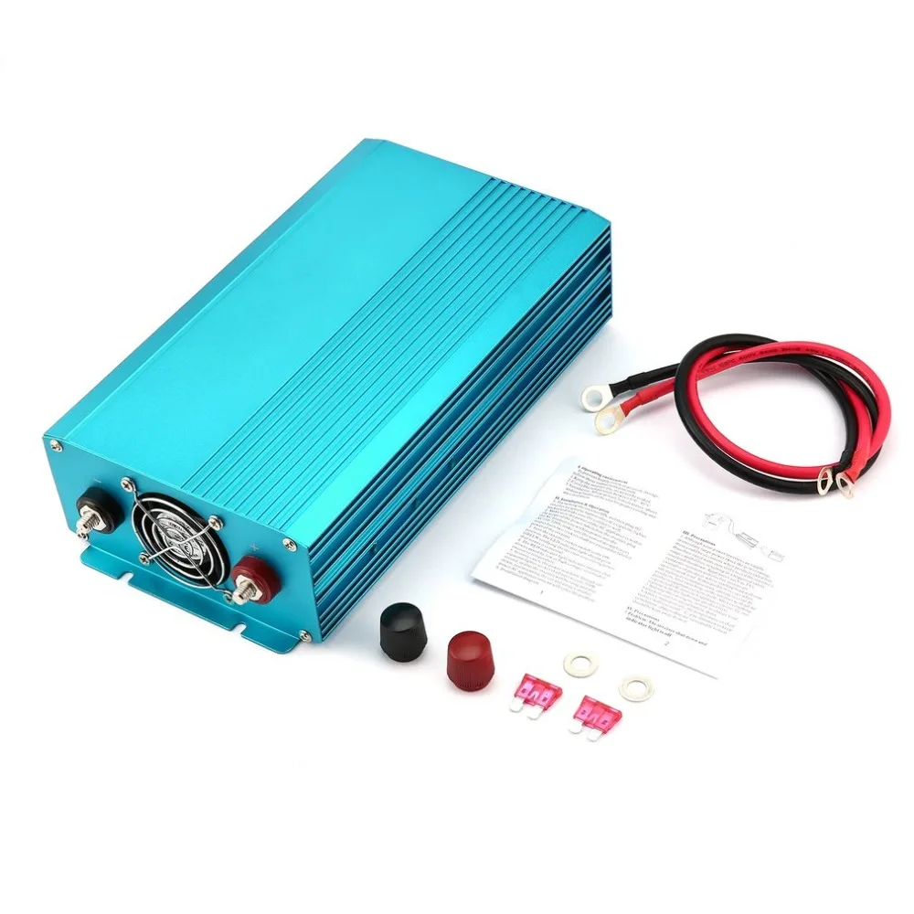 Чистая Синусоидальная волна инвертор DC12V к AC220V 1000 Вт автомобильный инвертор алюминиевый сплав корпус высокого преобразования Преобразователь мощности
