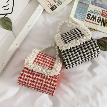 

Korean Kid Mini Handbag Totes Autumn Winter Cute Pearl Crossbody Bags for Girls Princess Party Hand Bags Gift