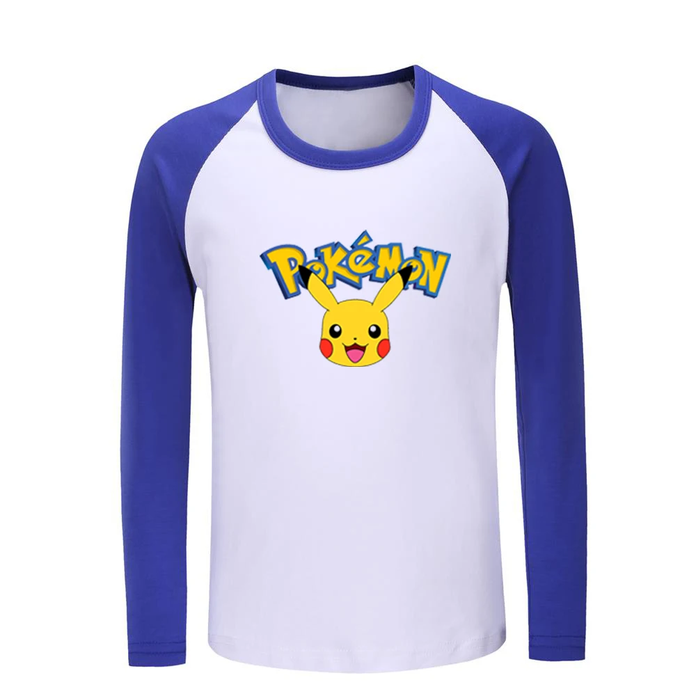 Детские футболки с рисунком покемона покебол PIKACHU Детские футболки с рисунком топы с длинными рукавами для мальчиков и девочек, рождественский подарок - Цвет: JeKCBL582C