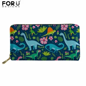 

FORUDESIGNS Cartoon Dinosaurs Wallet for Credit Card Portable PU Leather Purse Organizer Wallet Cute Money Bag Mochilas Infantil