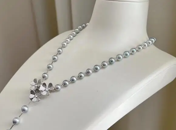 

925 silver 9-10mm natural freshwater Akoya pearl necklace zircon crystal gemstone pendant accessories jewelry