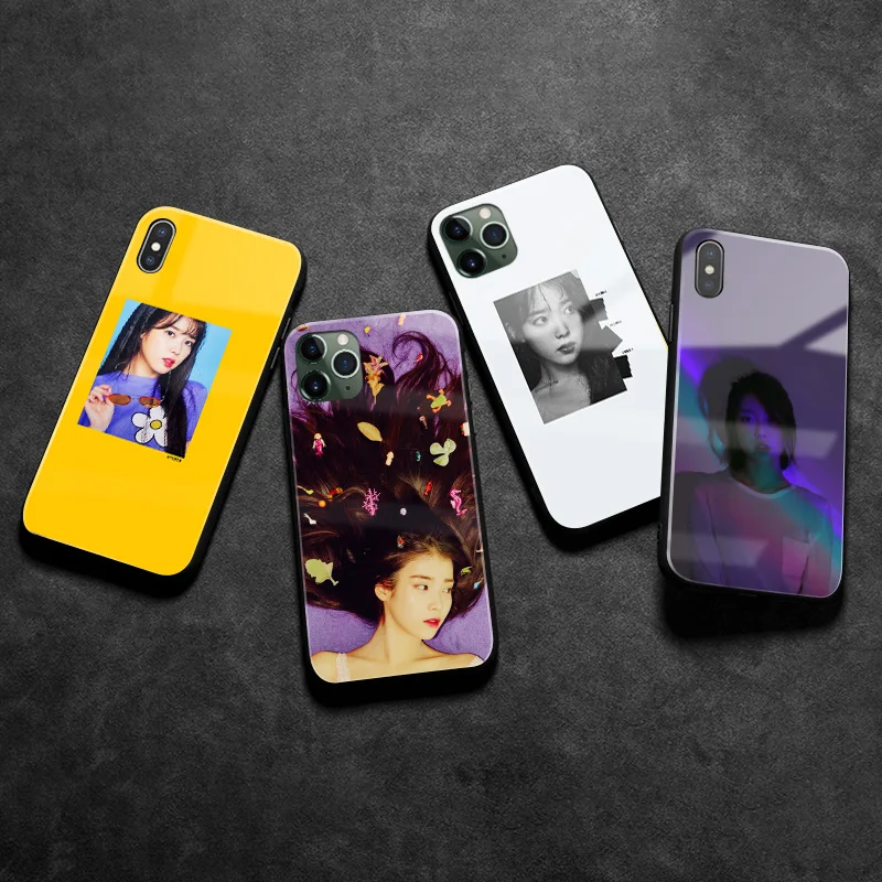 IU Lee Ji eun Kpop Girl TPU стеклянный Мягкий силиконовый чехол для телефона Apple iPhone 6 6s 7 8 Plus X